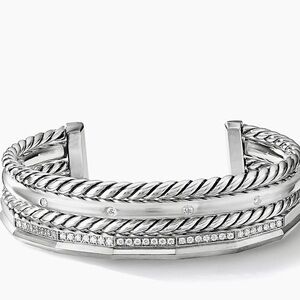 David Yurman Stax Five Row Cuff Bracelet with Pave Diamonds
